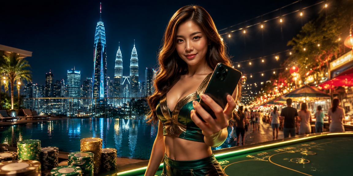 Kuala Lumpur player using the 1666 mobile casino in an urban setting